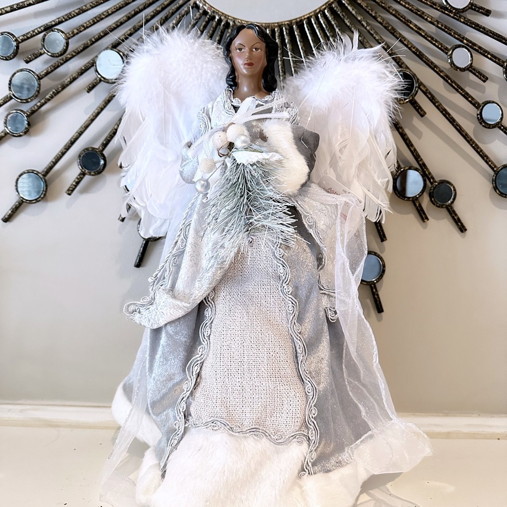 NWT stunning silver Christmas angel -large